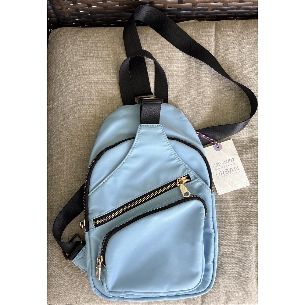 Urban Expressions Sling Crossbody Backpack UrbanFit Baby Powder Blue Zip Pocket
